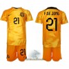 Officiële Voetbalshirt + Korte Broek Nederland Frenkie de Jong 21 Thuis WK 2022 - Kids